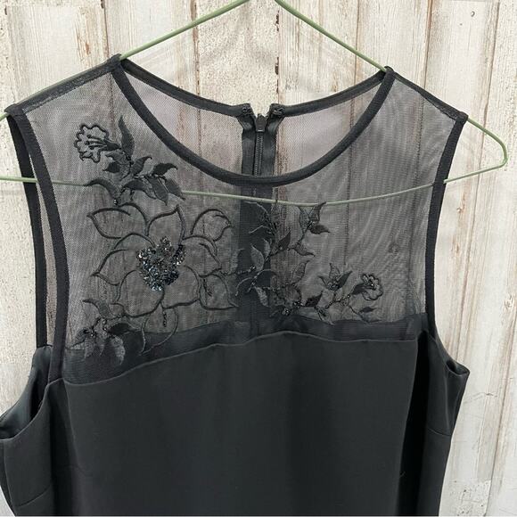 Black Mesh Floral Sheath Pencil Retro Dress - Picture 2 of 7